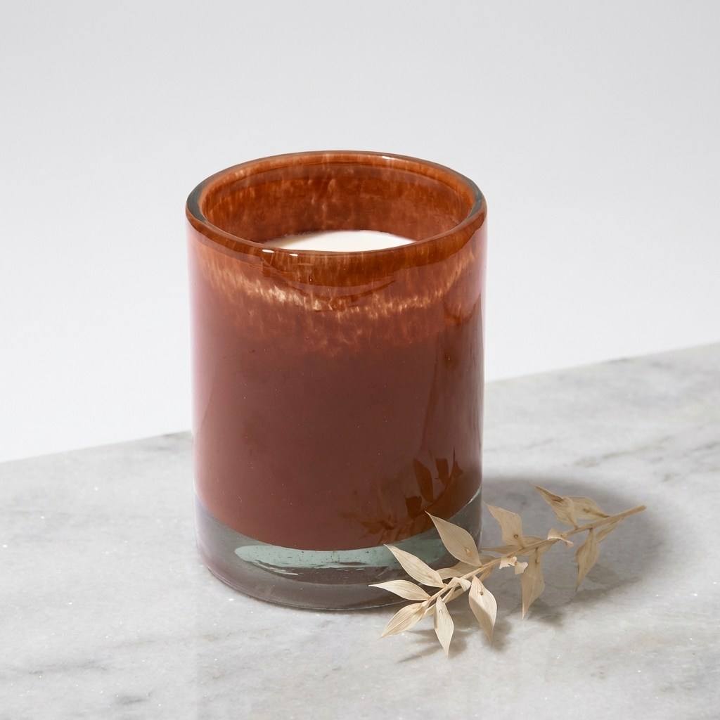 Red glass candle